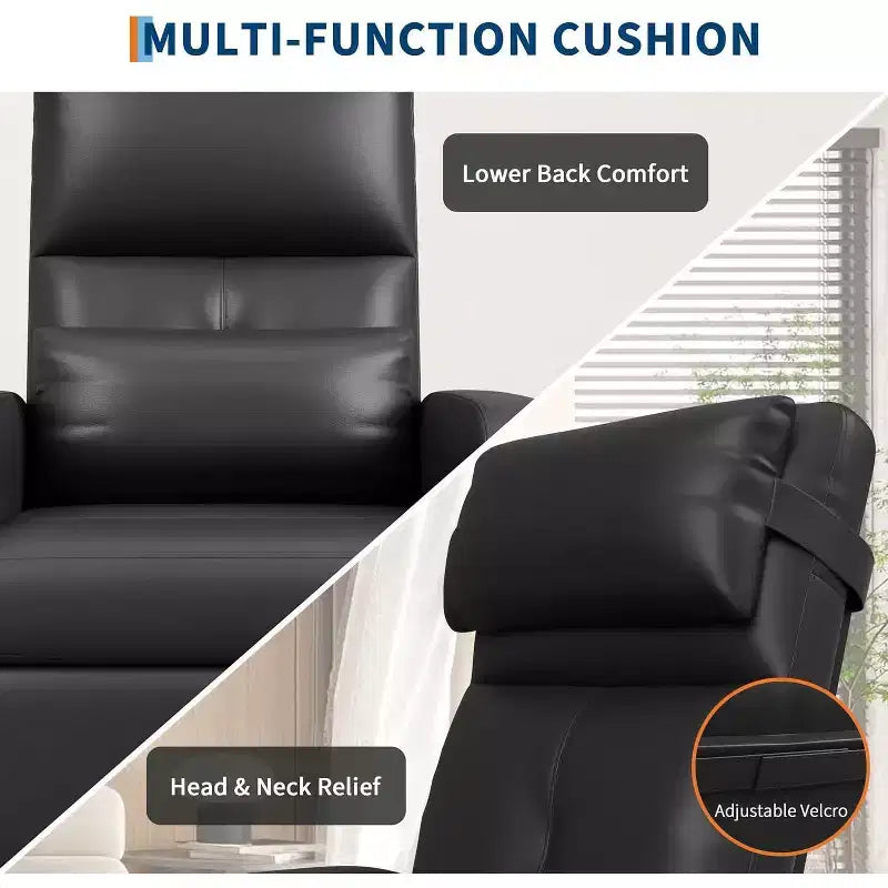 Fauteuil inclinable électrique avec massage et chauffage, inclinable ergonomique en cuir PU surdimensionné, 2 poches latérales et port USB