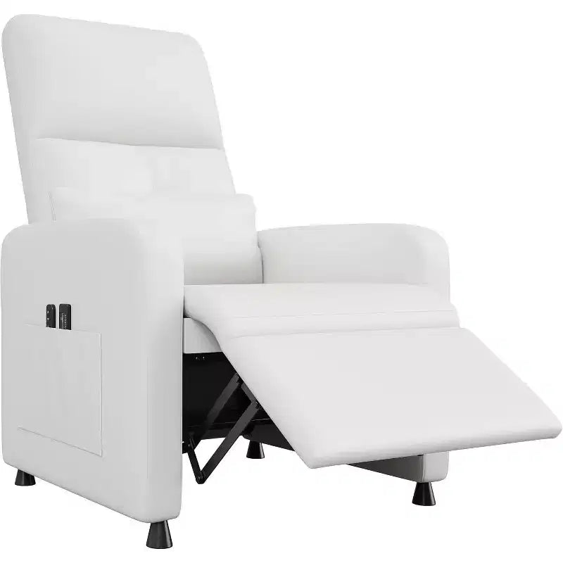 Fauteuil inclinable électrique avec massage et chauffage, inclinable ergonomique en cuir PU surdimensionné, 2 poches latérales et port USB
