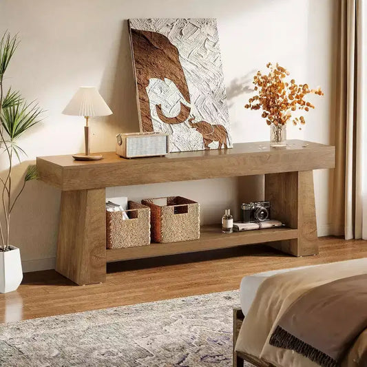 Meuble TV de ferme rustique de 160 cm pour téléviseurs jusqu'à 75" avec étagère à double niveau