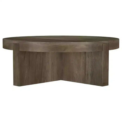 Table basse ronde de 38 po en manguier massif avec piédestal