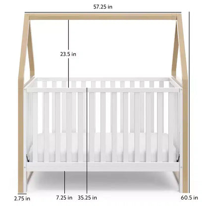Lit de bébé convertible 6-en-1 avec auvent détachable pour aire de jeu - Blanc