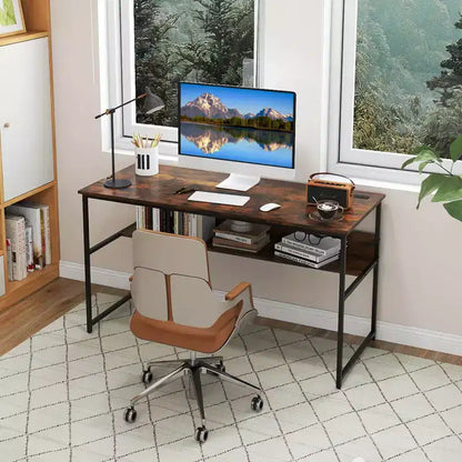 Bureau informatique 55x24 avec prises de courant, ports USB et étagère de rangement