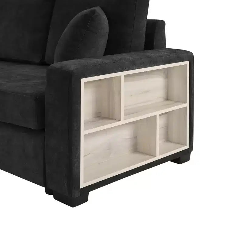 Canapé d'angle moderne en chenille, 3 places, de 283 cm, avec console et rangement