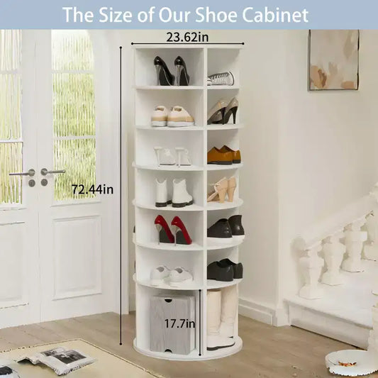 Étagère à chaussures tournante sur 7 niveaux à 360° avec plateau de rangement