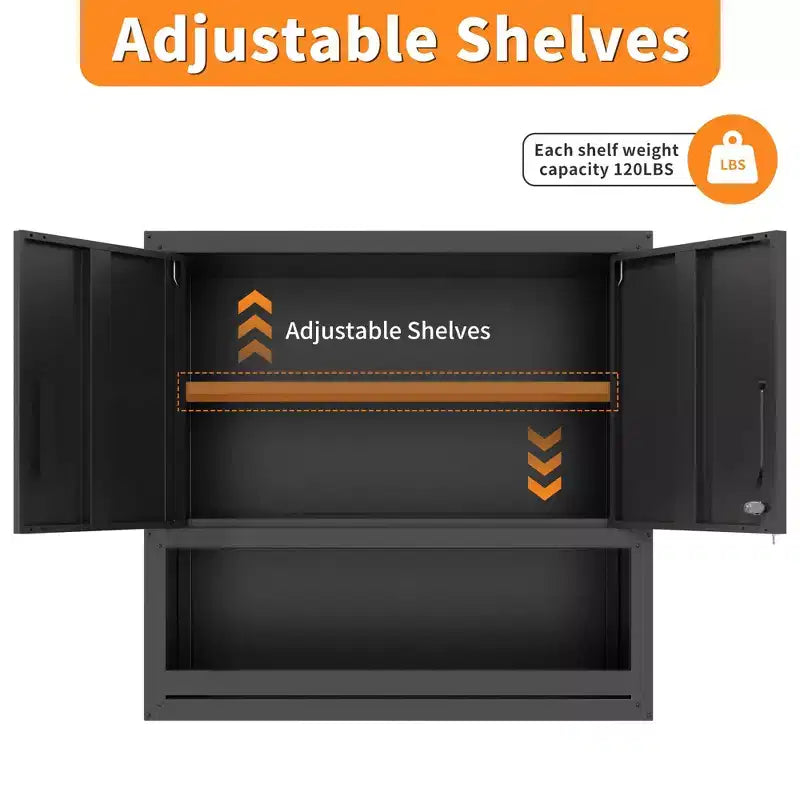 Armoire murale en acier de 30 po avec portes verrouillables et étagère réglable