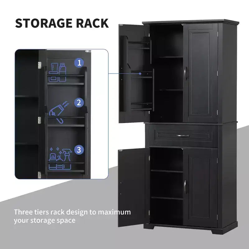 Meuble de rangement autoportant avec étagère réglable et tiroir, organisateur d'angle multiple avec dispositif anti-basculement pour salle de bain, cuisine, salon