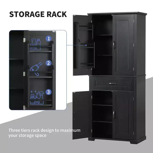 Meuble de rangement autoportant avec étagère réglable et tiroir, organisateur d'angle multiple avec dispositif anti-basculement pour salle de bain, cuisine, salon